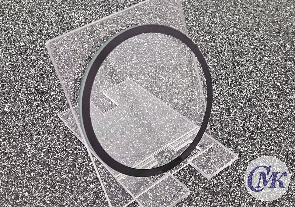 Круглое смототровое стекло с шелкографией